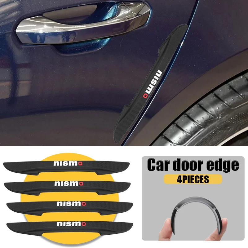 

4Pcs Rubber Car Door Edge Protection Sticker for Nismo R34 Gtr Emblem Watch Nissans Tiida Teana Skyline R32 Qashqai Accessories
