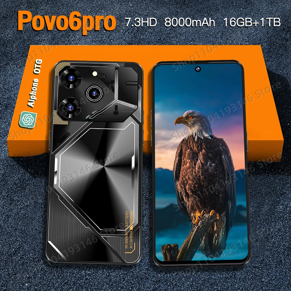 Смартфон Pova 6 Pro разблокированный HD экран Максимальная память 22 ГБ + 2 ТБ двойная