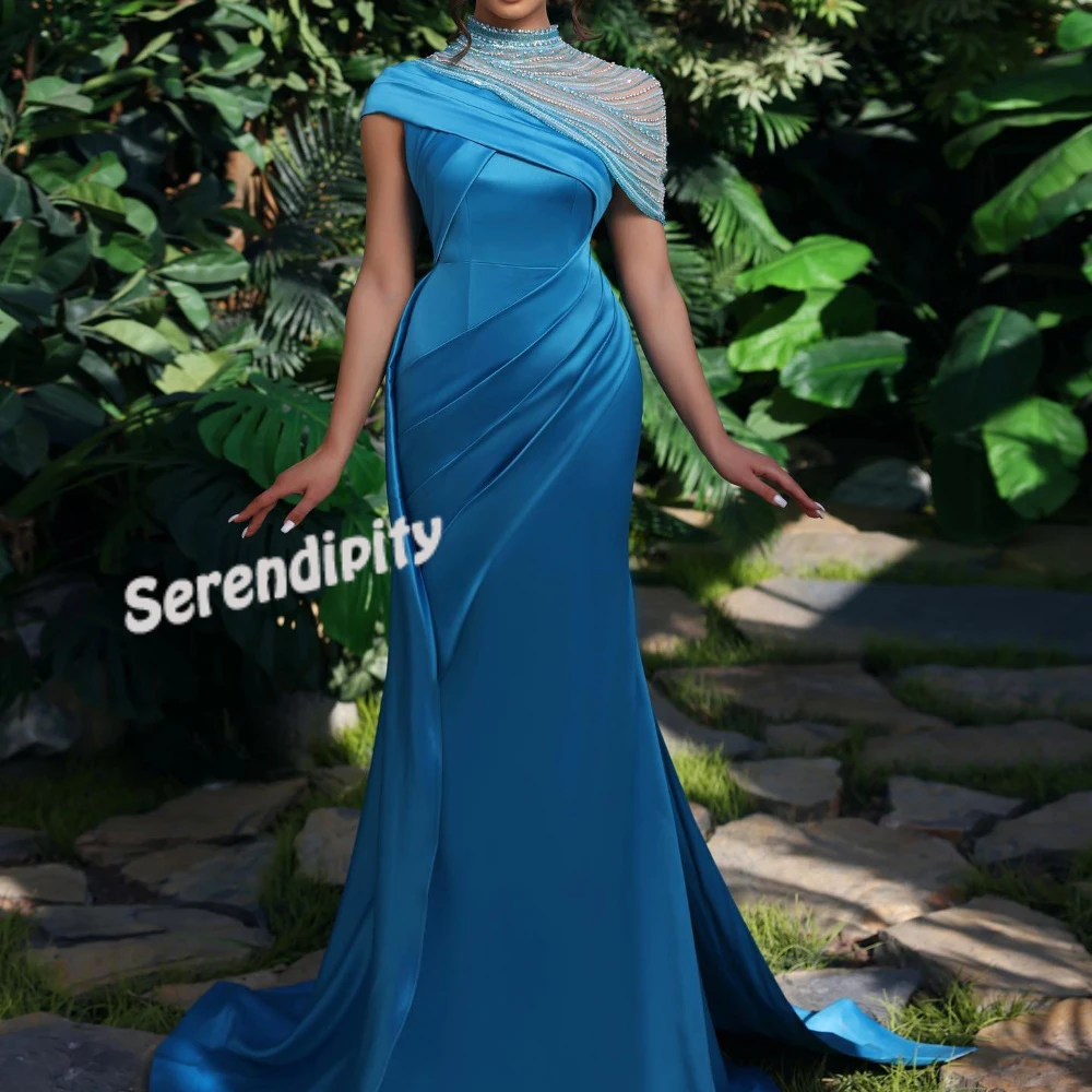 

Женское вечернее платье с круглым вырезом, кружевом и бисером