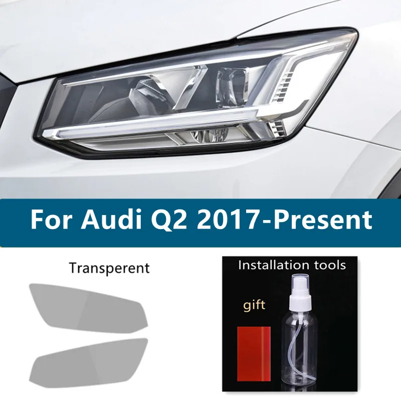 

2 Pcs For Audi Q2 Car Headlight Tint Smoke Black Protective Film Protection Transparent TPU Sticker Accessories
