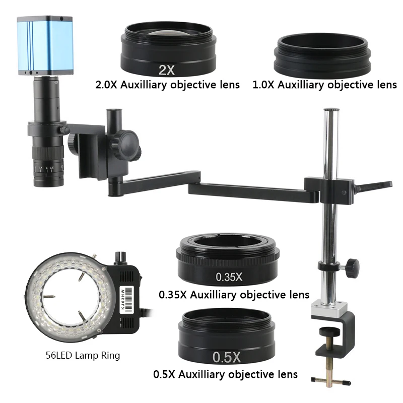 

1080P Autofocus Measure HDMI Type-C Mouse Control Solder Microscope Camera 180X Zoom C Mount Lens 0.35X 0.5X Barlow Lens