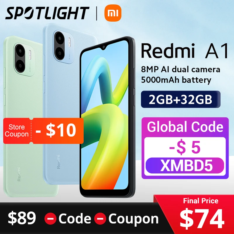  Xiaomi Redmi A1 [World Premiere] Global Version  Smartphone 2GB RAM 32GB ROM MTK Helio A22 8MP Camera Cellphone 5000mAh Battery 