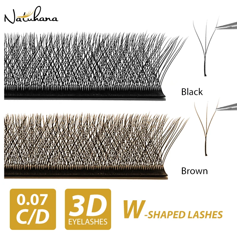 NATUHANA 3D W-shape d ресницы для наращивания предварительно сделанные объемные вееры W