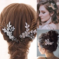 elegant wedding hair comb rhinestone headpiece bridal hair clips hair accessories silver golden crystal hair jewelry bride tiara