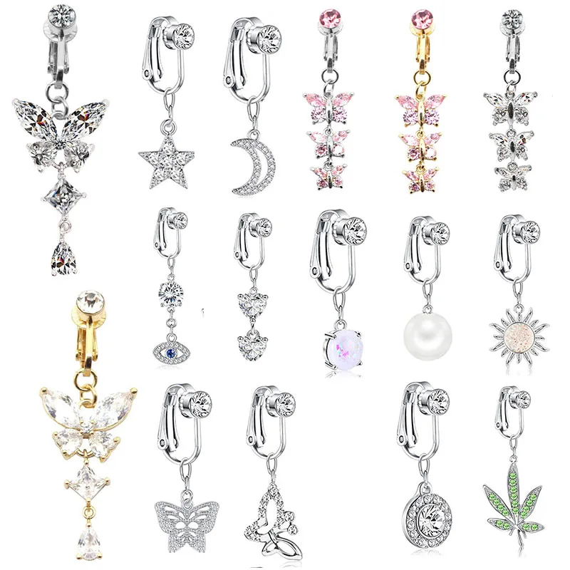 Искусственная Бабочка пирсинг ювелирные изделия пикантное сердце пупка Кольца