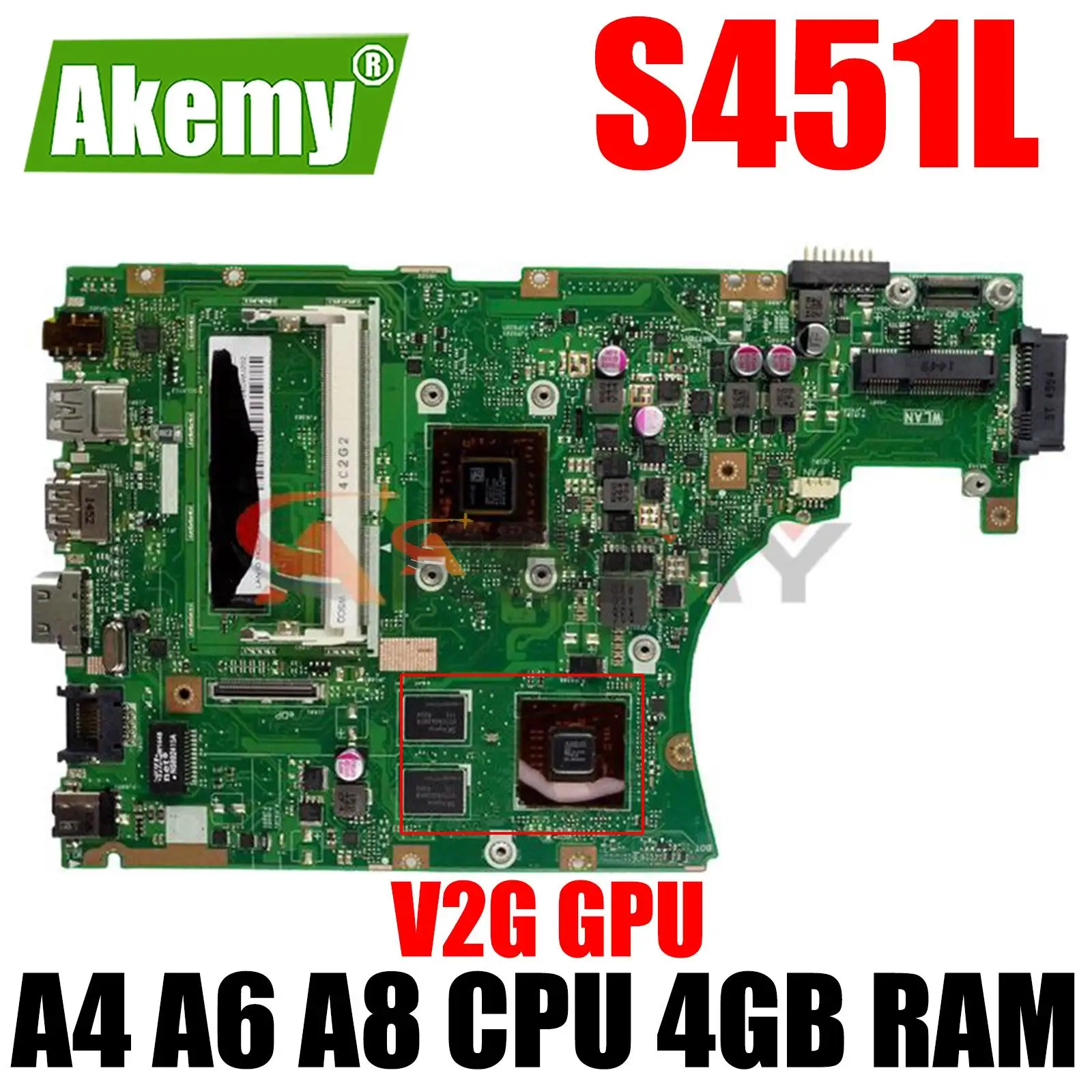 

Материнская плата для ноутбука X455WE V2G GPU A4 A6 A8 CPU 4 Гб RAM для ASUS X455W X455WE X454W A455W
