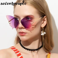 rimless butterfly sunglasses women 2022 new fashion big frame sunglass female oversized gradient sun glasses ladies for party