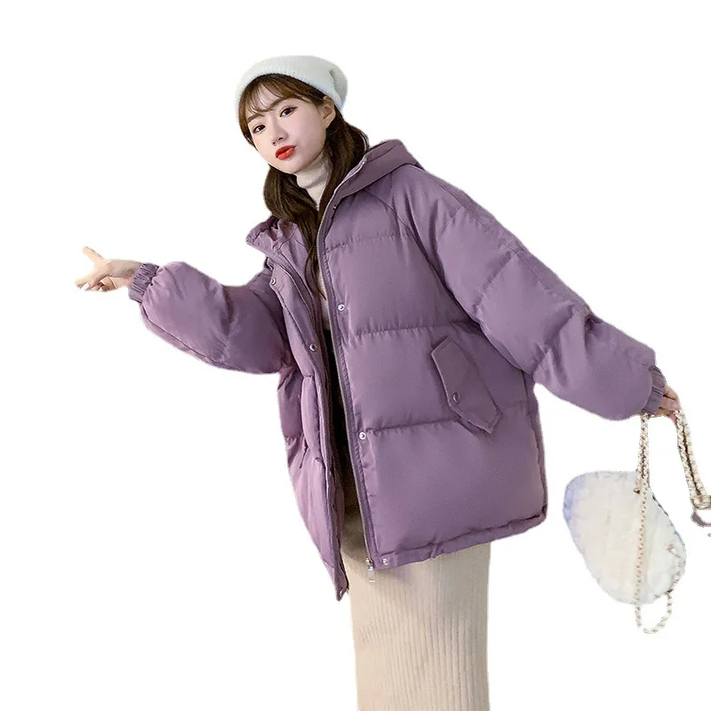 Winter Retro Loose Hooded Cropped Down Padded Jacket Thickened Cotton Women's Coat Winter Retro Loose Jacket Clothes For Women