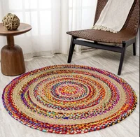 Rug 100% Jute and Natural Cotton Woven Style Rug Rustic Modern Look Rag Rug