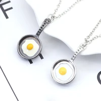 funny cute poached egg necklace cartoon fun fried egg pendant necklace