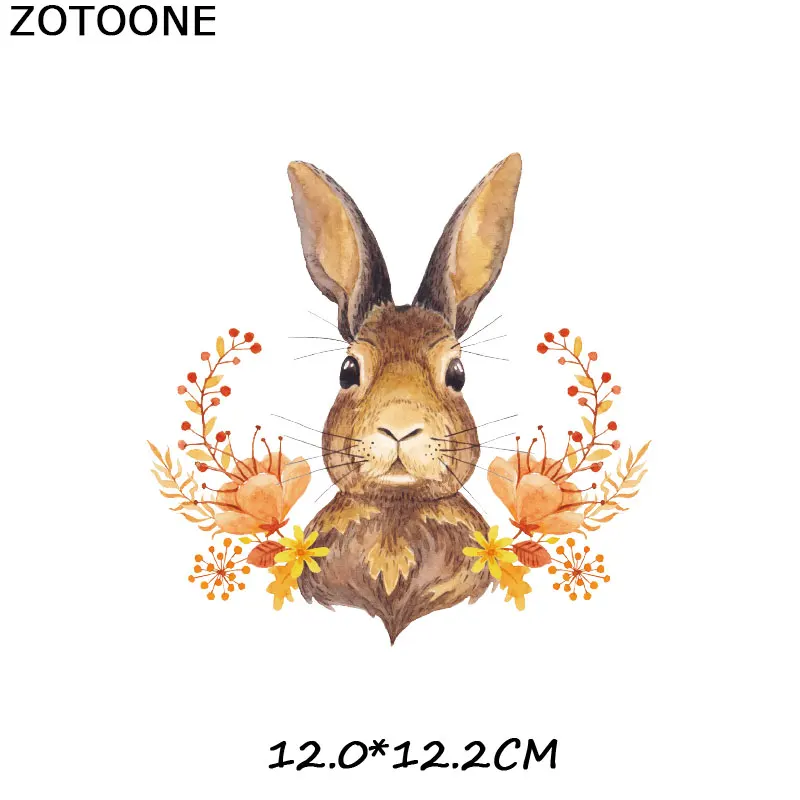 

ZOTOONE Iron On Transfers For Clothing Kids Heat Press DIY Accessory Washable Badges Lovely Rabbit Patch Set For Clothes Dresses