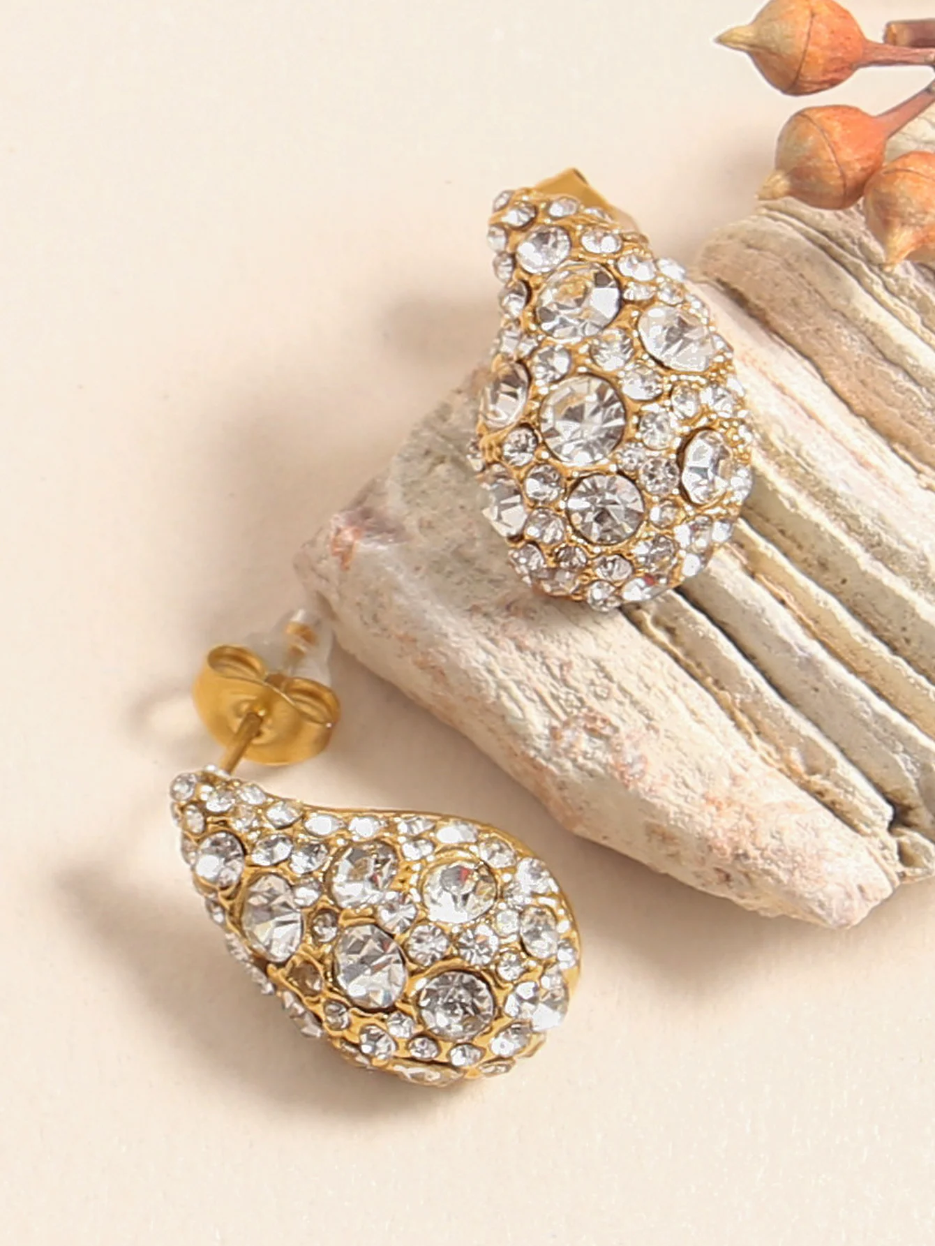 Blingbling белые циркониевые серьги позолоченные 18k ювелирные изделия нержавеющая