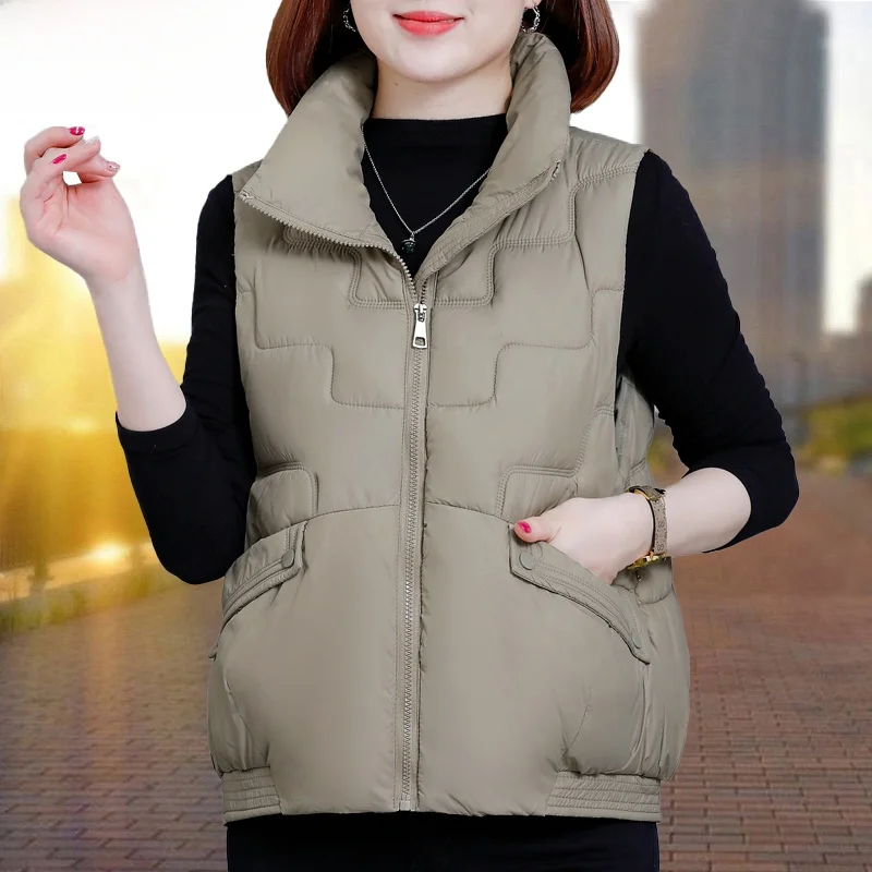 Женский пуховый жилет с дятлом на хлопковой подкладке зима 2024 новая верхняя