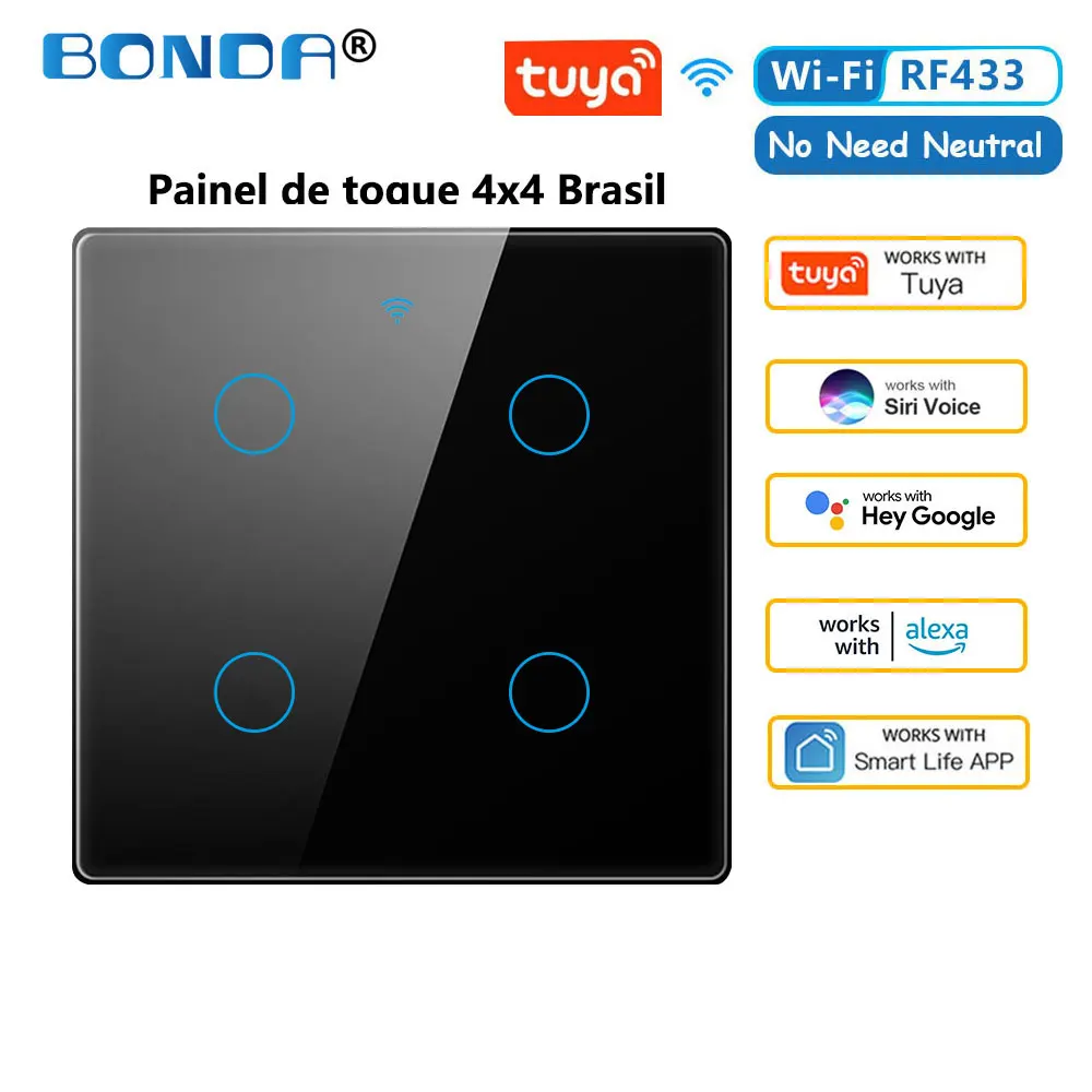 

BONDA Умный сенсорный выключатель Wi-Fi 4/6 клавиш