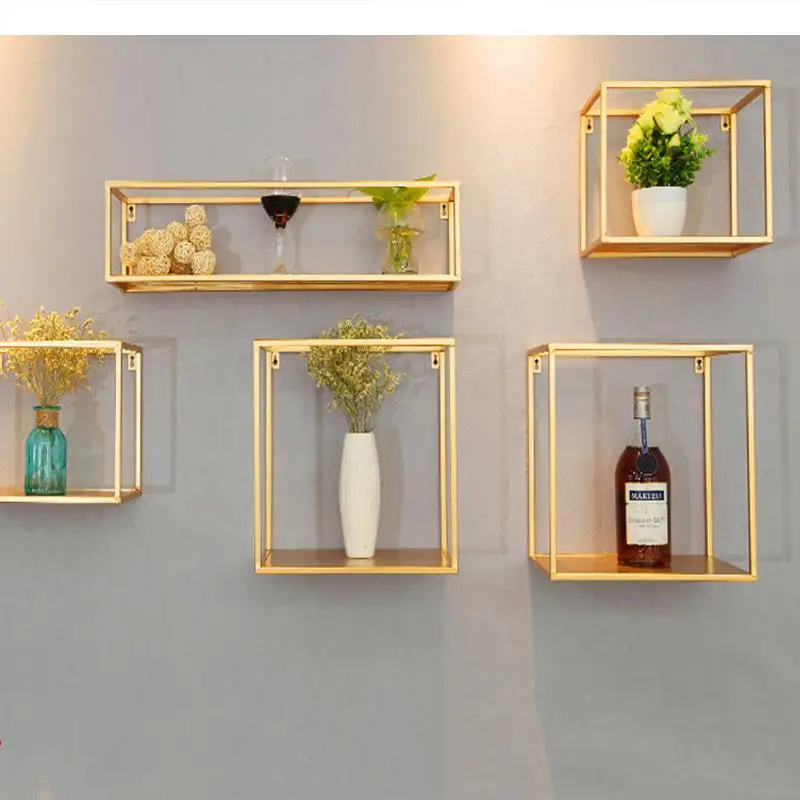 

Gold Storage Racks Hanging Decor Storage Box Flower Pot House Storage Rack Wall Book Figurines Display Crafts Shelves shelf