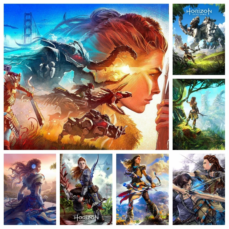

Horizon Forbidden West Game AB Diamond Painting Art Full Drills Horizon Zero Dawn Aloy Portrait Mosiac Cross Stitch Home Decor