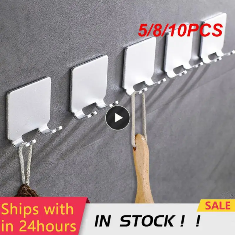 

5/8/10PCS Wear-resistant Space Aluminum Men's Shaver Shelf Punch Free Razor Stand Hanger Hook Double-sided Tape Fixation Hook