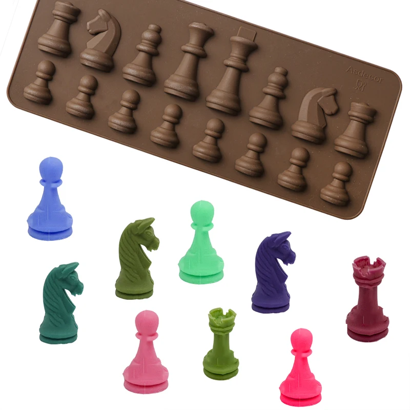 

Chess Silicone Chocolate Mold DIY Fondant Mould Soap Tray for Cake Decorating Kitchen Tool