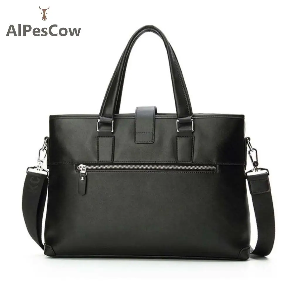 High Quality 100% Alps Cowhide Laptop Bag Classic Design Genuine Leather Tote Briefcase For Men Designer Handbag Shoulder Bag