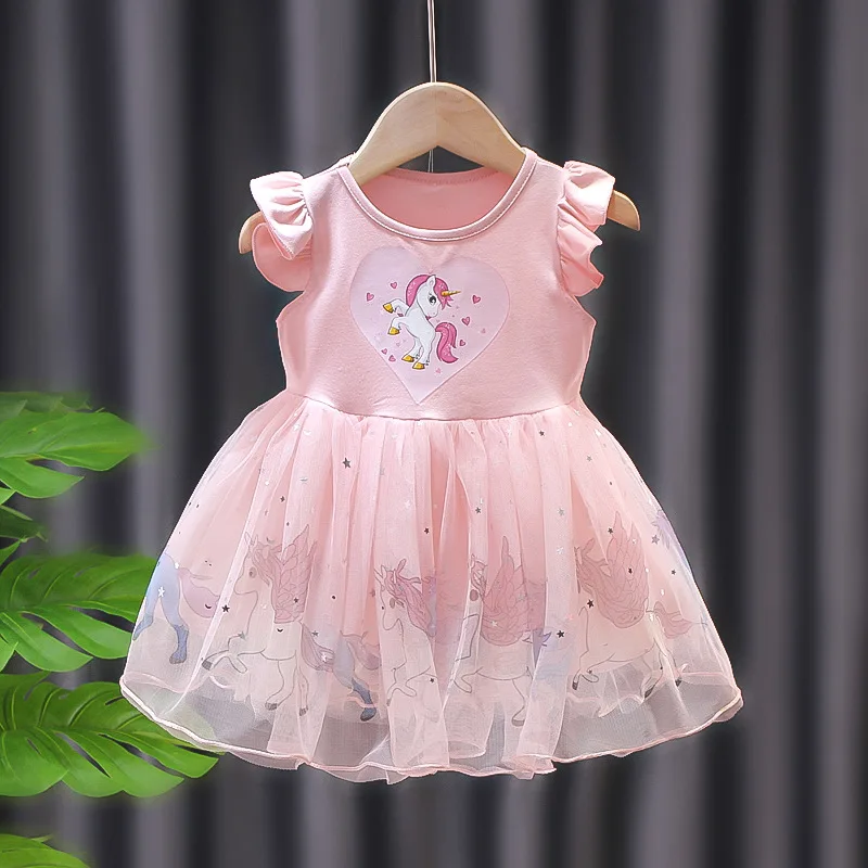 

For 1-7Years Girls Clothing Dress New Girls Cartoon Dress Girls Princess Party Birthday Children's Clothing Mesh Dress