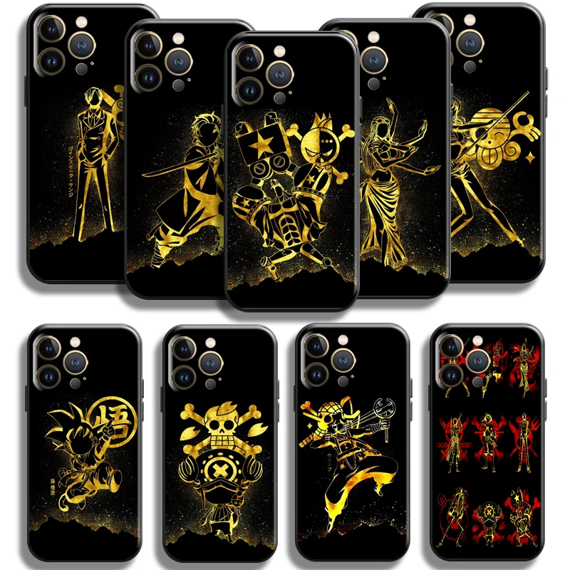 

One Piece Dragon Ball For Apple iPhone 13 12 11 Pro Max Mini X XR XS Max SE 5 5s 6 6S 7 8 Plus Phone Case Liquid Silicon Funda