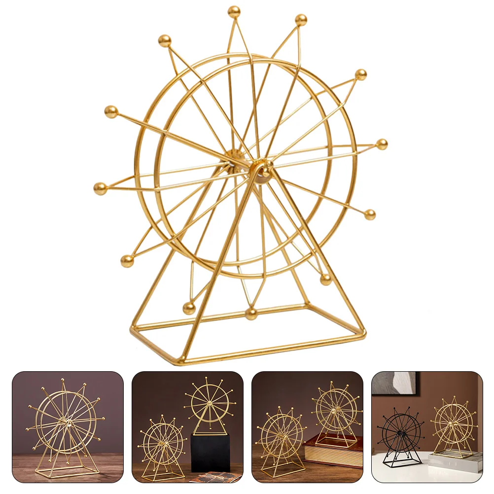

Ferris Wheel Decor Decorations Statue Home Sculpture Metal Ornament Modern Geometriccenterpiece Decorative Golden Chinese