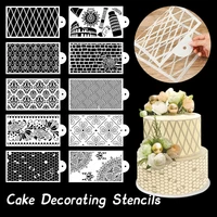 diy style plastic sugar sieve mold fondant printing stencil hollow wedding cake stencil edge decoration template baking tools