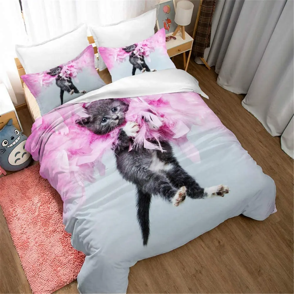 

Cat Duvet Cover Set Lovely Animal Bedding Multiple Colour Bed Sets Quilt Covers/Pillowcases Twin/Full/Queen/King Size