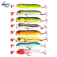 whyy 8pcslot floating pencil fishing lures 100mm 15g snake head plastic wobble topwater pesca sea fishing lure tackle
