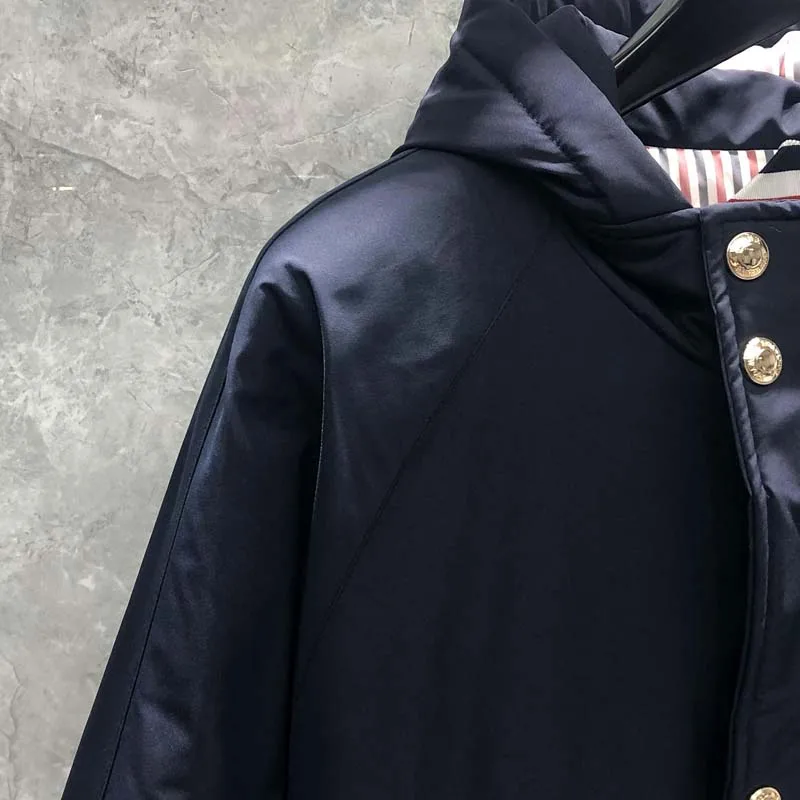 TB THOM Men's Jacket Classic Striped Winter Clothing Fashion Brand Coat Hoodie Windbreaker Outdoor Leisure Party Women Jacket