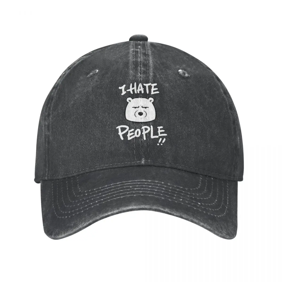 

Fashion Washed I Hate People Baseball Cap Men Hat Snapback Polar Bear I Eat People Solitary Autism Cap Hats