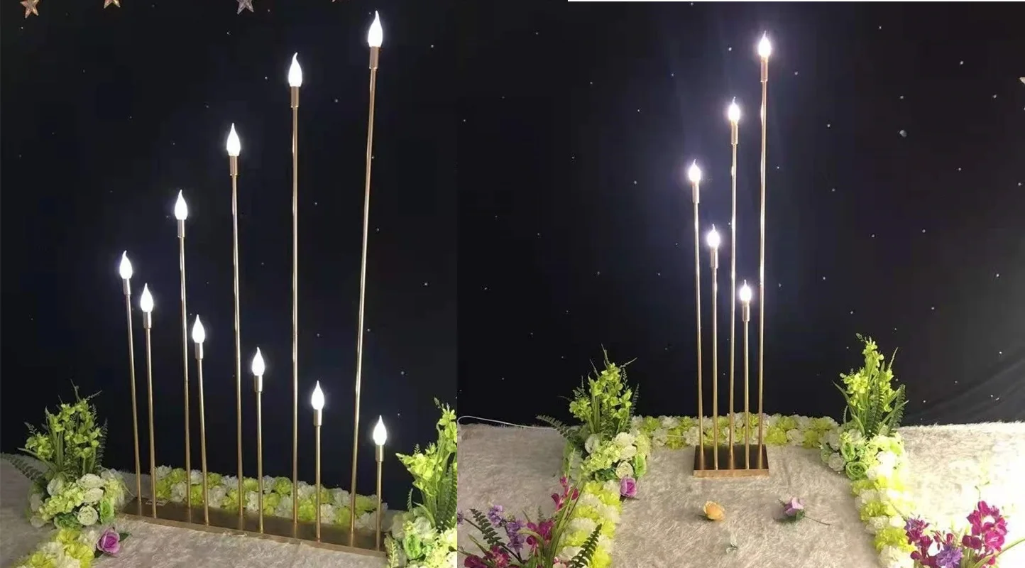 

10 головок/5 головок, металлические подсвечники-канделябры, Электрический свадебный стол, центральный стол, дорожный подсвечник для домашнего декора