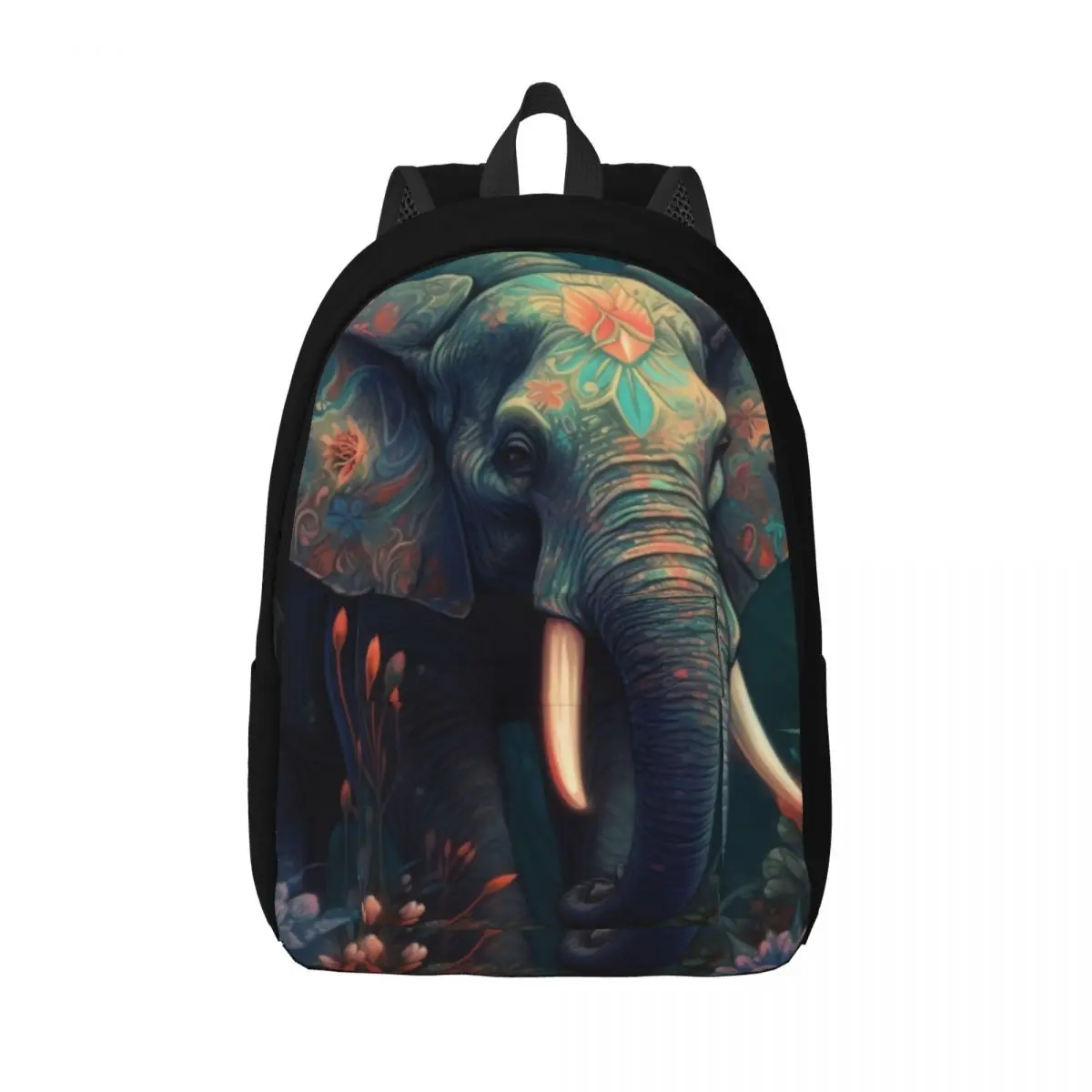 

Elephant Canvas Backpacks Neon Colorful Painting Bag Travel Backpack Durable Elegant Bags