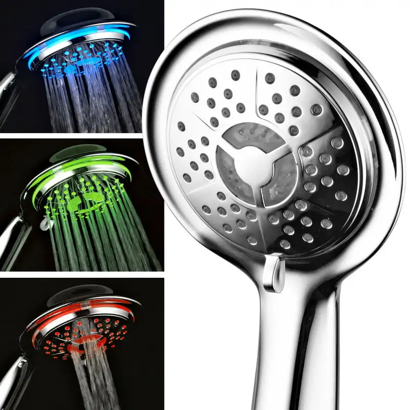 

LED Handheld Shower with Air Jet LED Turbo Pressure-Boost Nozzle Technology Regadera de lluvia para baño Shower filter for hard