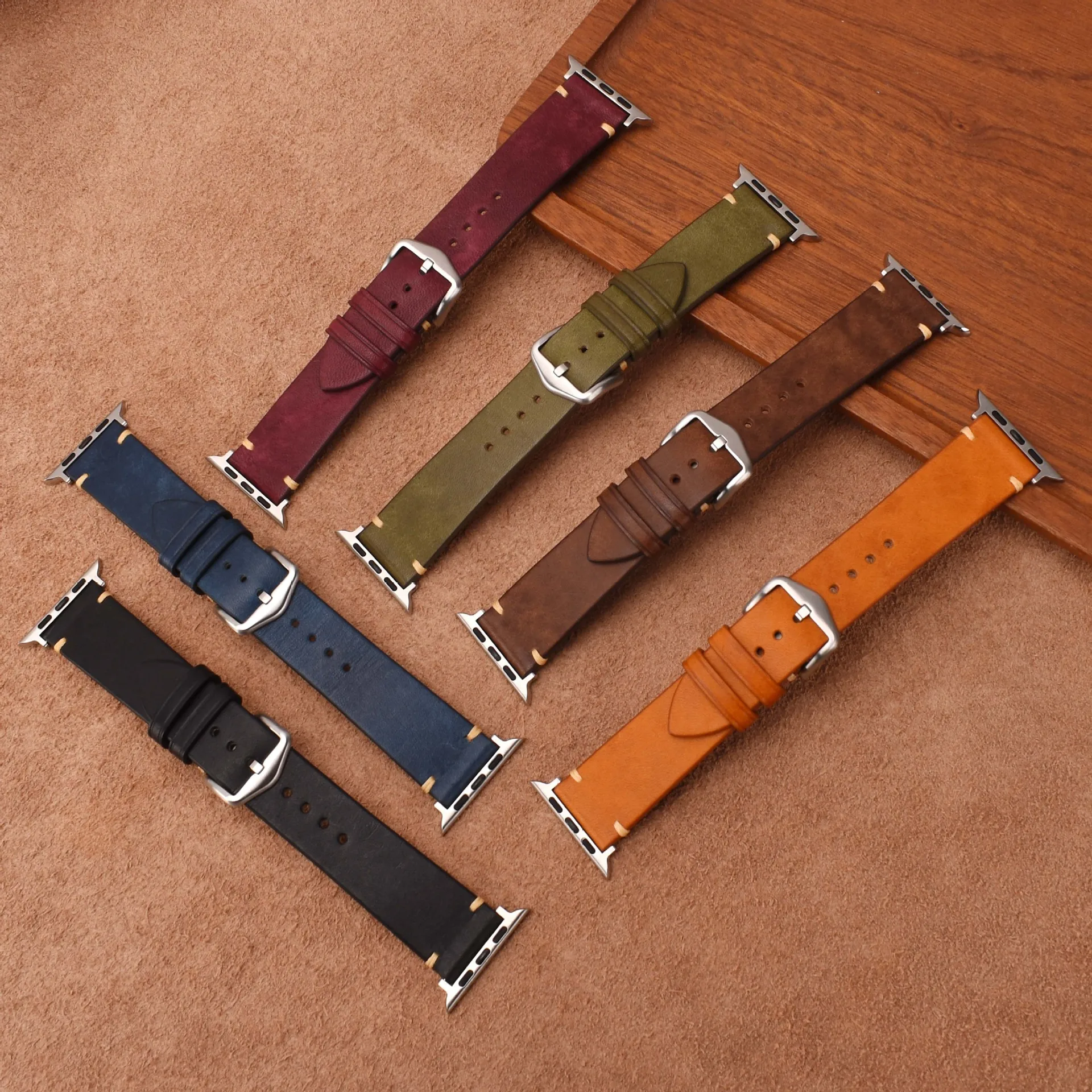

Suitable for Apple Watch IWTCH7/8SE frosted leather strap Brown leather Applewatch strap