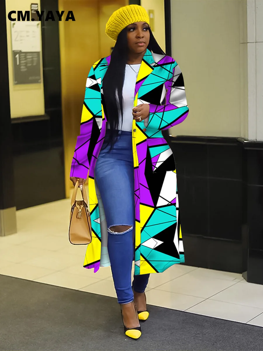 

Женский Осенний клетчатый Тренч CM.YAYA с камуфляжным принтом, облегающая уличная одежда с длинным рукавом, Длинные куртки и пальто, топы