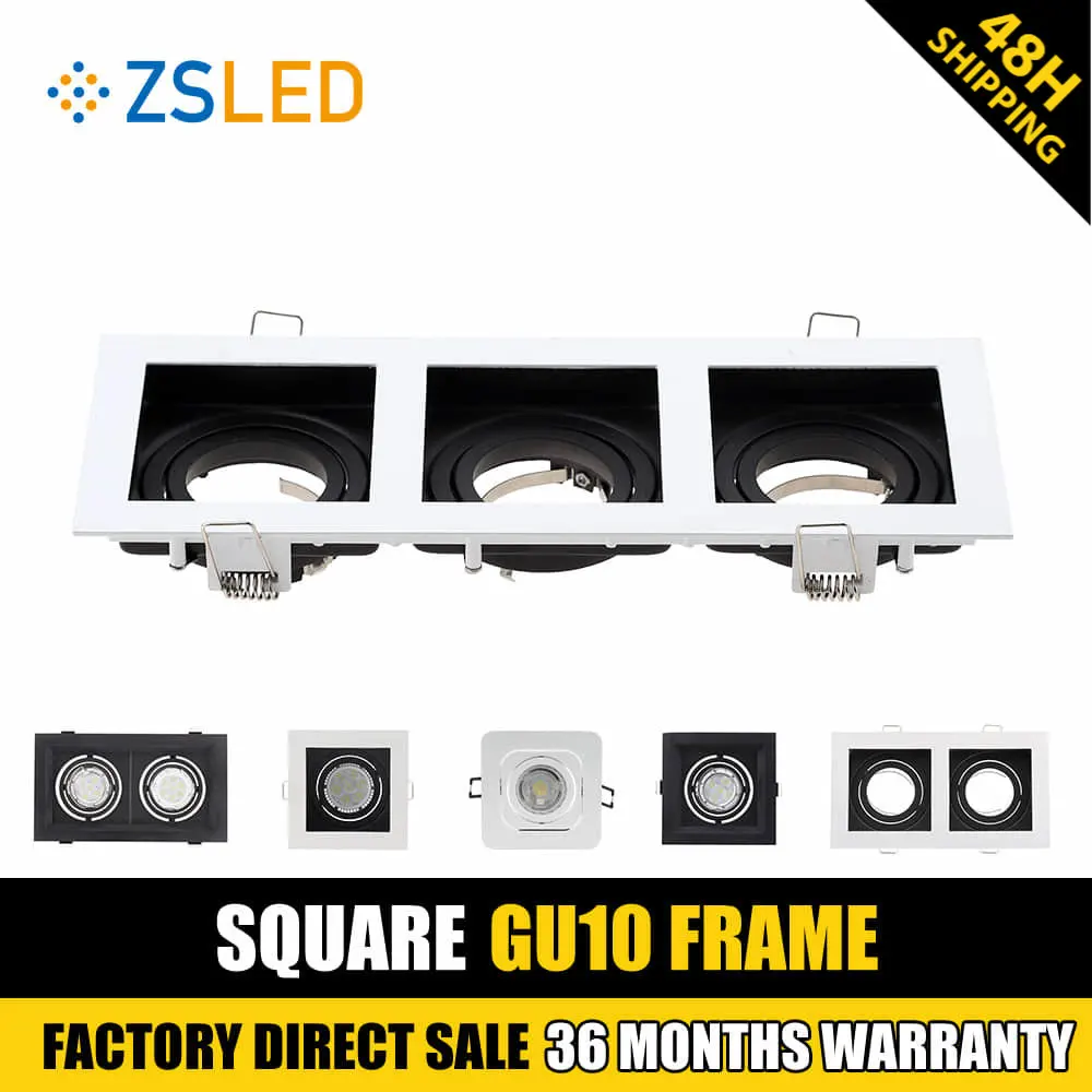 

Черно-белый, серебристый, квадратный Встраиваемый светодиодный потолочный светильник, регулируемая рама MR16 GU10, лампочка, крепление, алюмин...