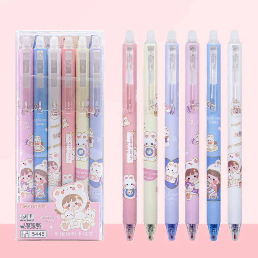 

3 pcs/lot Kawaii Bunny&Girls Cartoon Erasable Gel Pen School Office Supply Stationery Cute Gel Pens Gift Prizes Erasable Pen