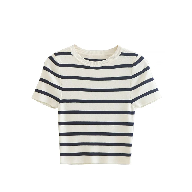 Женский модный полосатый вязаный Топ Koekop винтажный пуловер с круглым вырезом