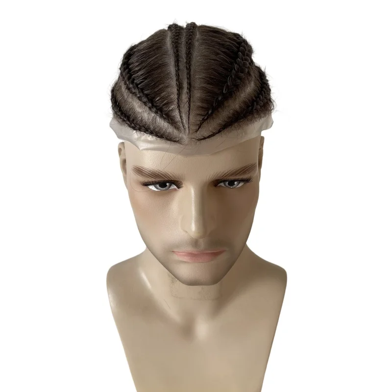 Парик из натуральных волос yuanhaibo коричнево-серый 8x10