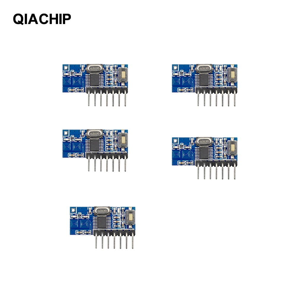 

QIACHIP 433Mhz 4CH RF Learning Code 1527 Decoder Receiver 4 Button 5pcs Remote Control Switch For Arduino Uno Module Smart Home