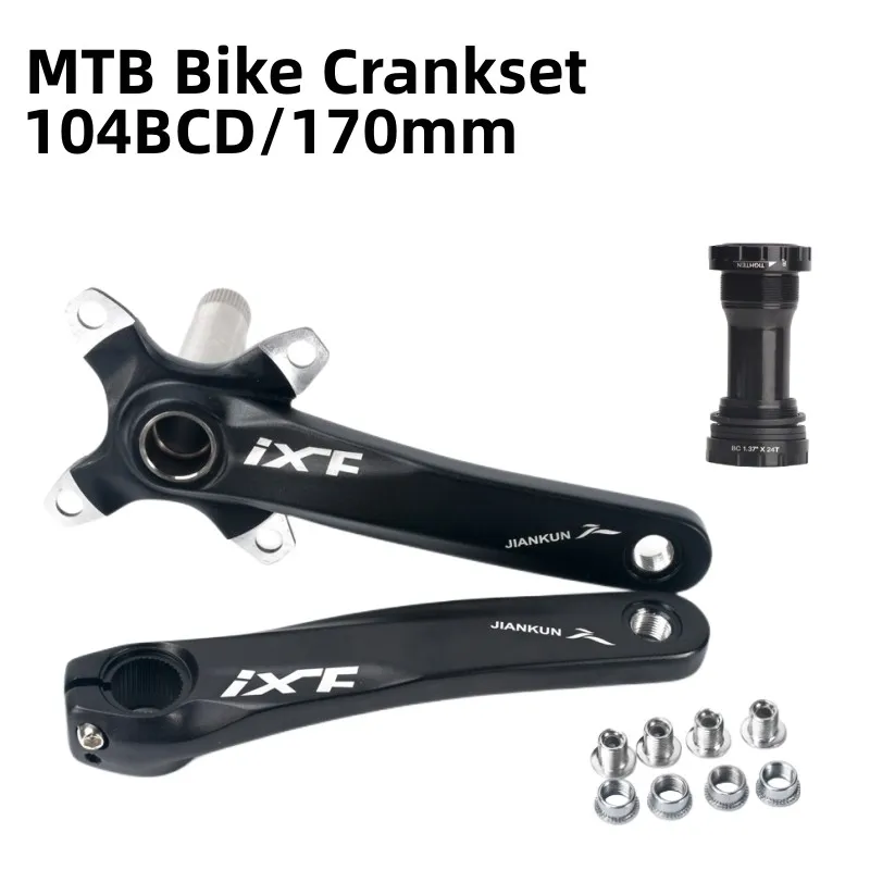 

IXF MTB Bicycle Crankset Integrated Mountain Bike Hollowtech Crankset 104BCD Connecting Rods 170mm Chainring 32/34/36/38/40/42T