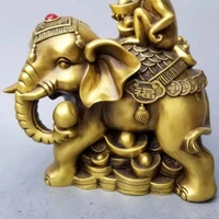 china collectible fine workmanship brass wealth monkeys ride elephants craft statue