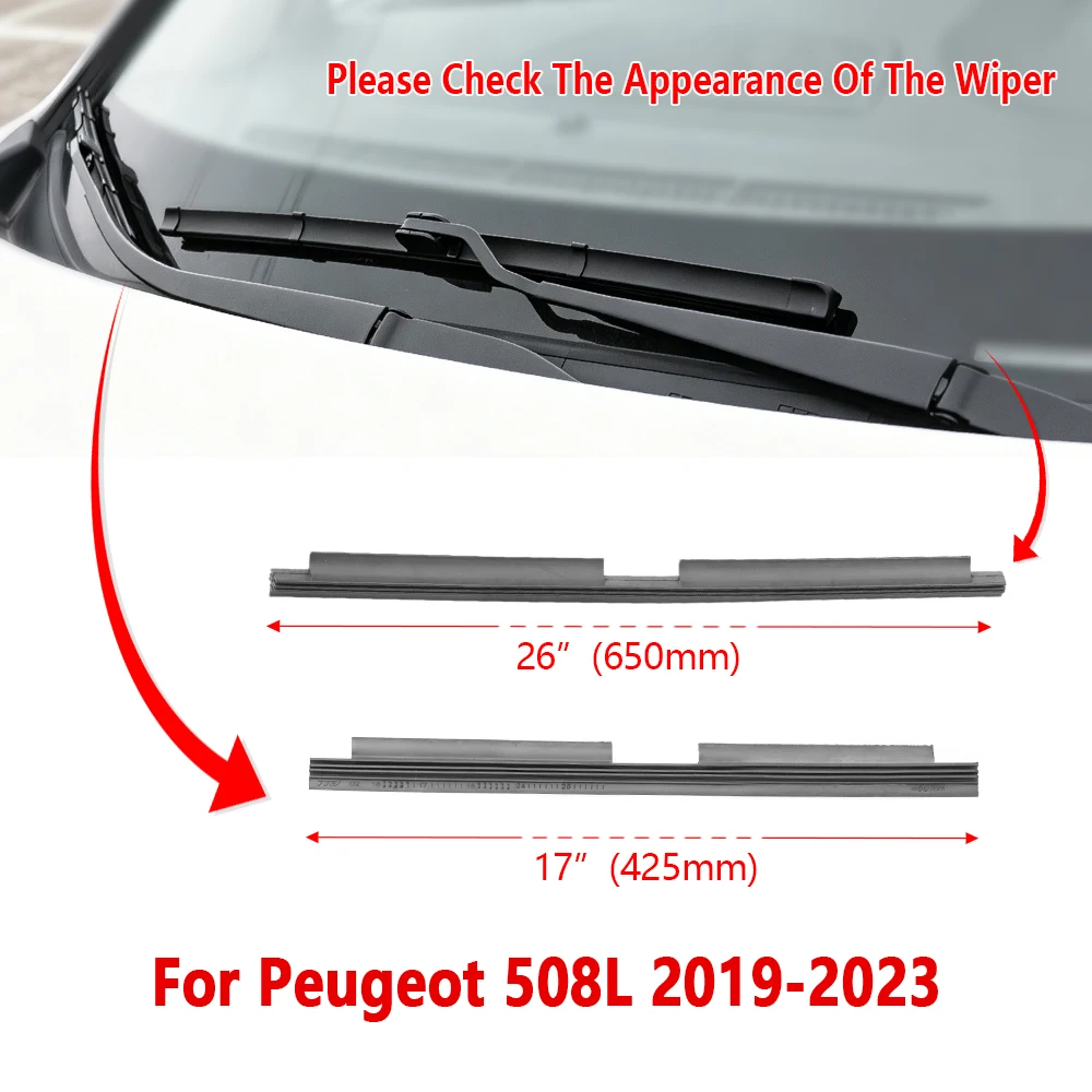 Фото Резиновая полоса для стеклоочистителя 17-26 дюймов для Peugeot 508L 2019-2023, сменная резиновая накладка для автомобильных дворников, 1 пара №2