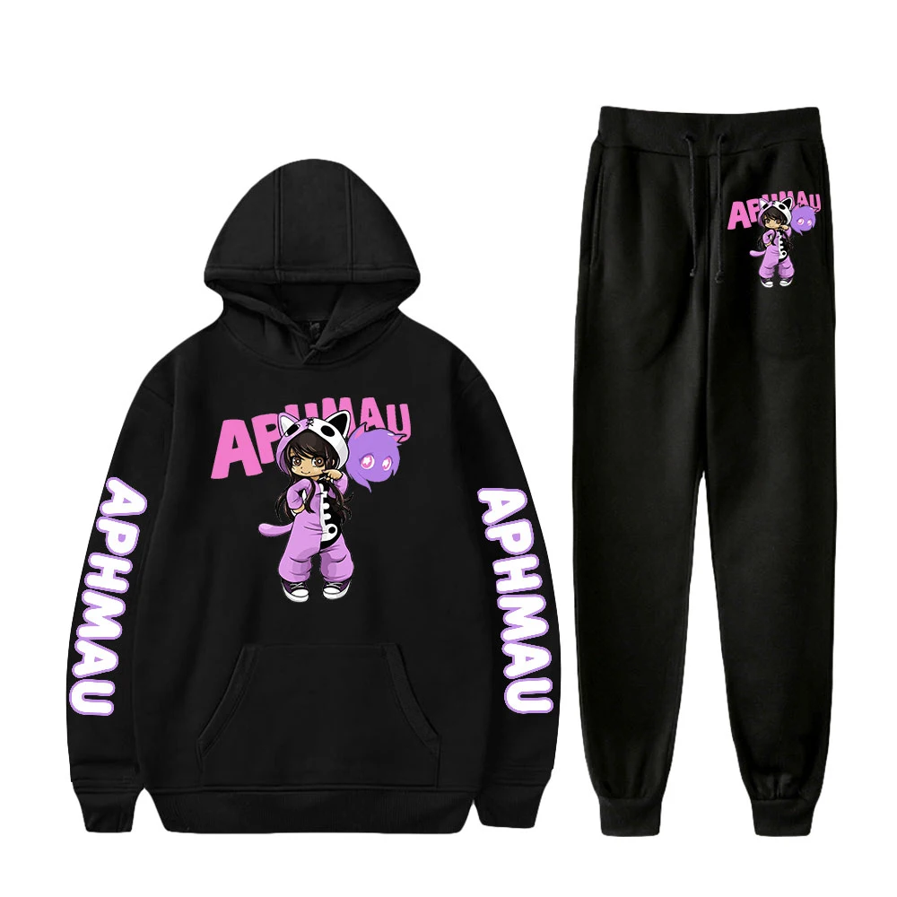 

Комплект из двух предметов для мальчиков и девочек Aphmau Merch, худи, спортивные штаны, уличная одежда в стиле Харадзюку 90-х, Молодежная модная од...
