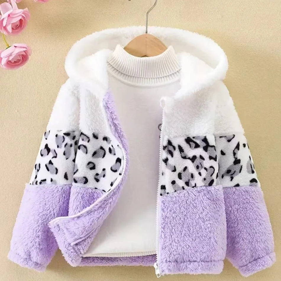 Элегантная плюшевая флисовая верхняя одежда для маленьких девочек с капюшоном