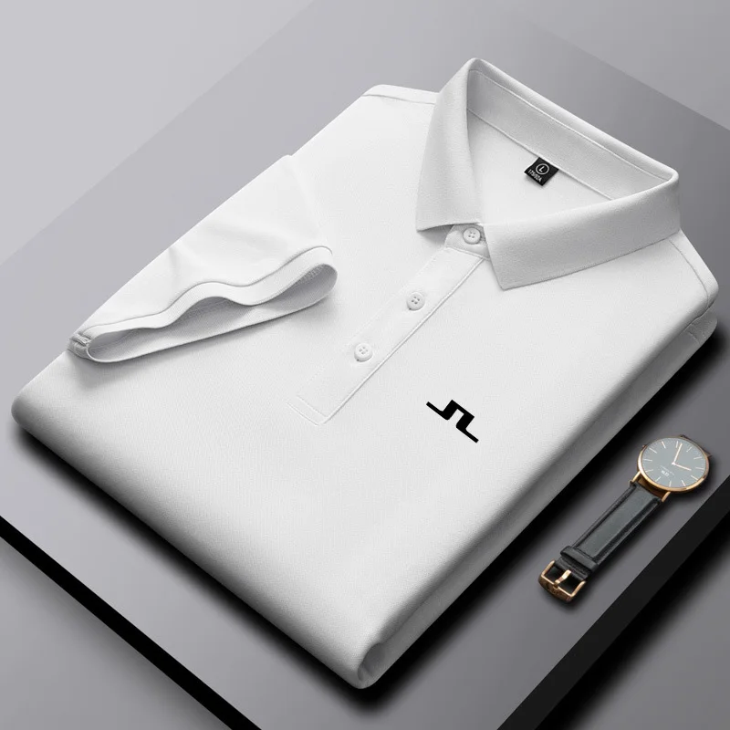 Cotton Short Sleeve T-Shirt Men's Golf Business Shirt POLO Jersey Top 2023 Summer New Cloth J Lindberg