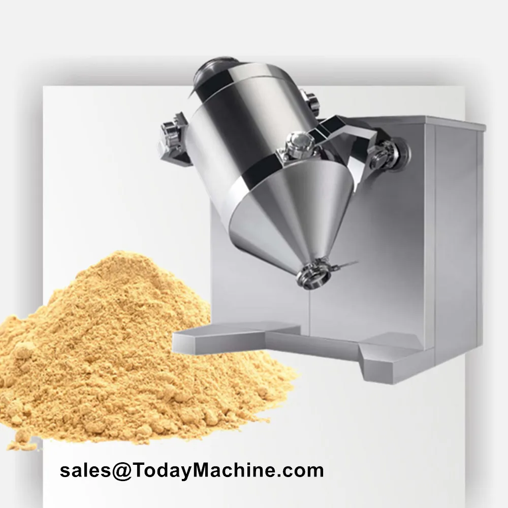 Stainless Steel Food Powder Double Cone Rotary Drum Mixer Ma