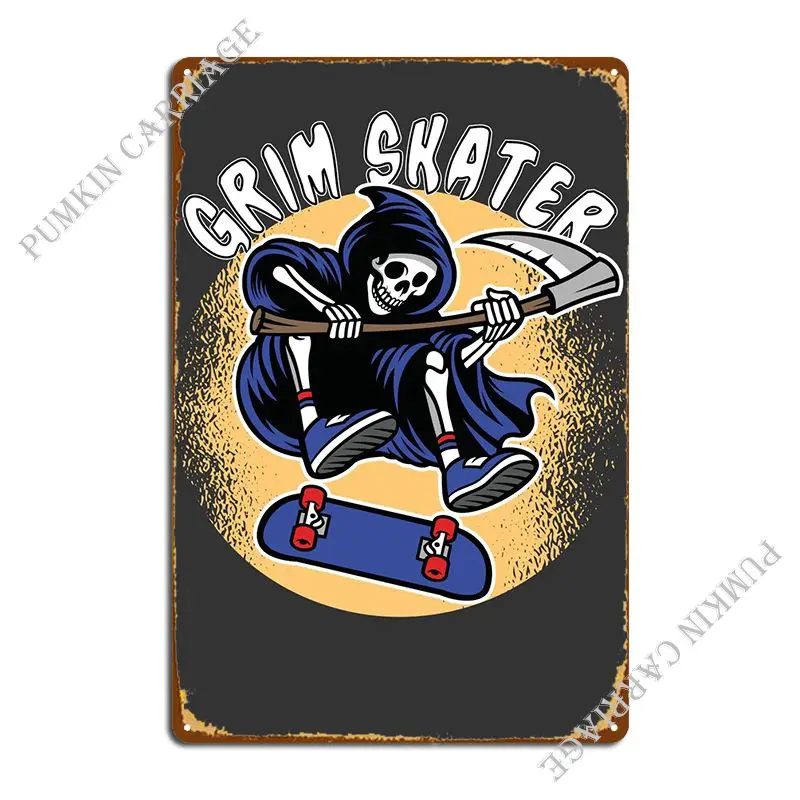 

Grim Skater Скейтбординг металлический налет Ретро пещера Бар Классический жестяной знак постер