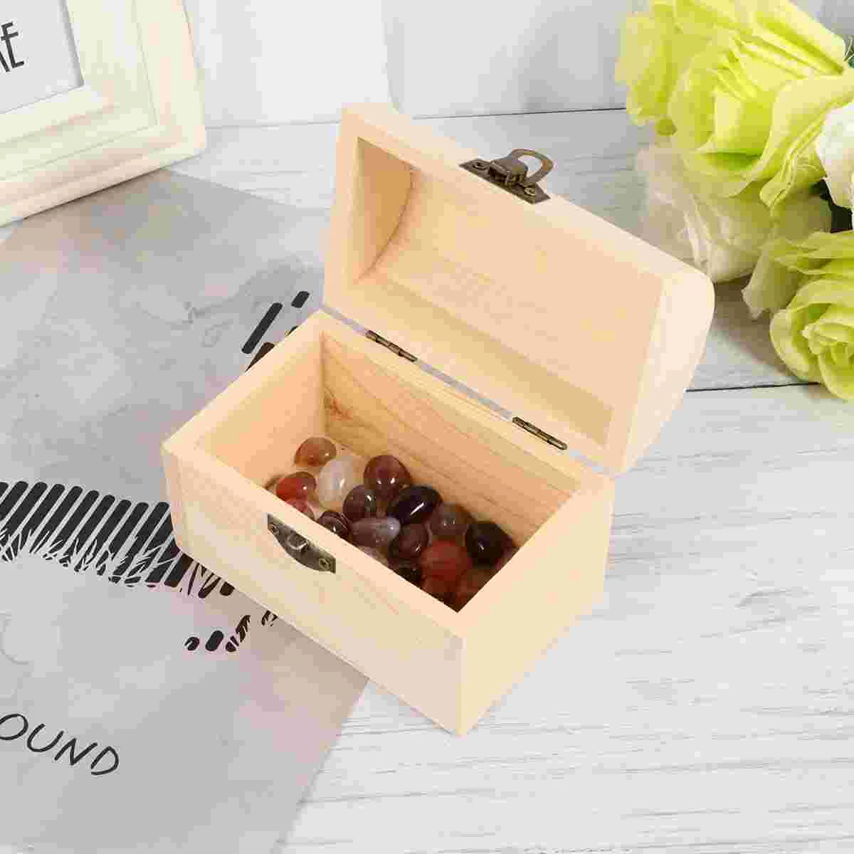 

Unfinished Treasure For Kids Box with Locking Clasp Wood Storage Case DIY Projects Craft Wedding Party Favor Decoration (